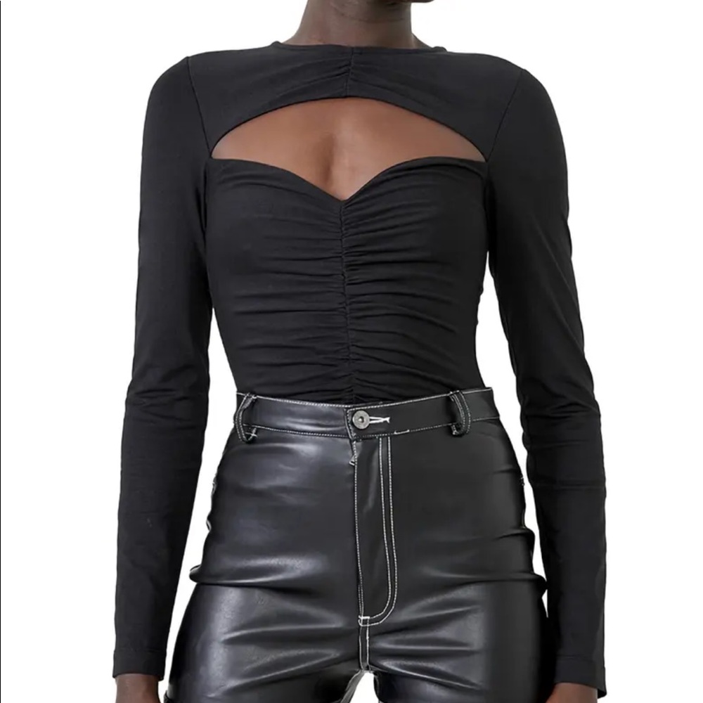 NWOT BARDOT Ruched Cutout Jersey Bodysuit Size M